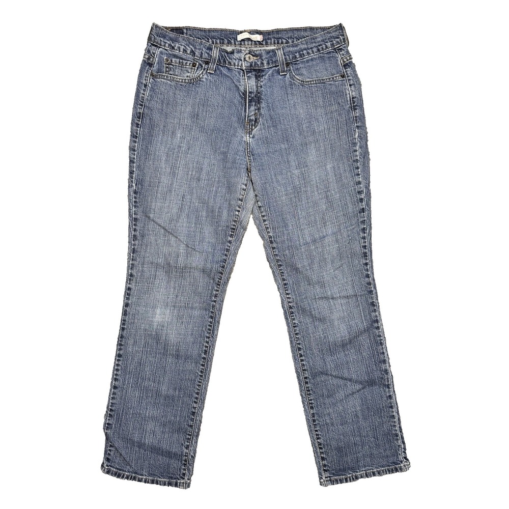 Levis 505 Jeans Womens 12 Short Straight Leg Blue Stretch Denim (32x28) Mid Rise